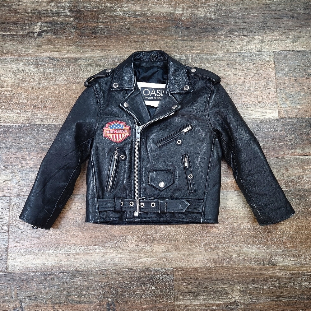 VINTAGE 80s 90s Oasis by Shalom of New York Motorcycle Biker Leather Jacket
